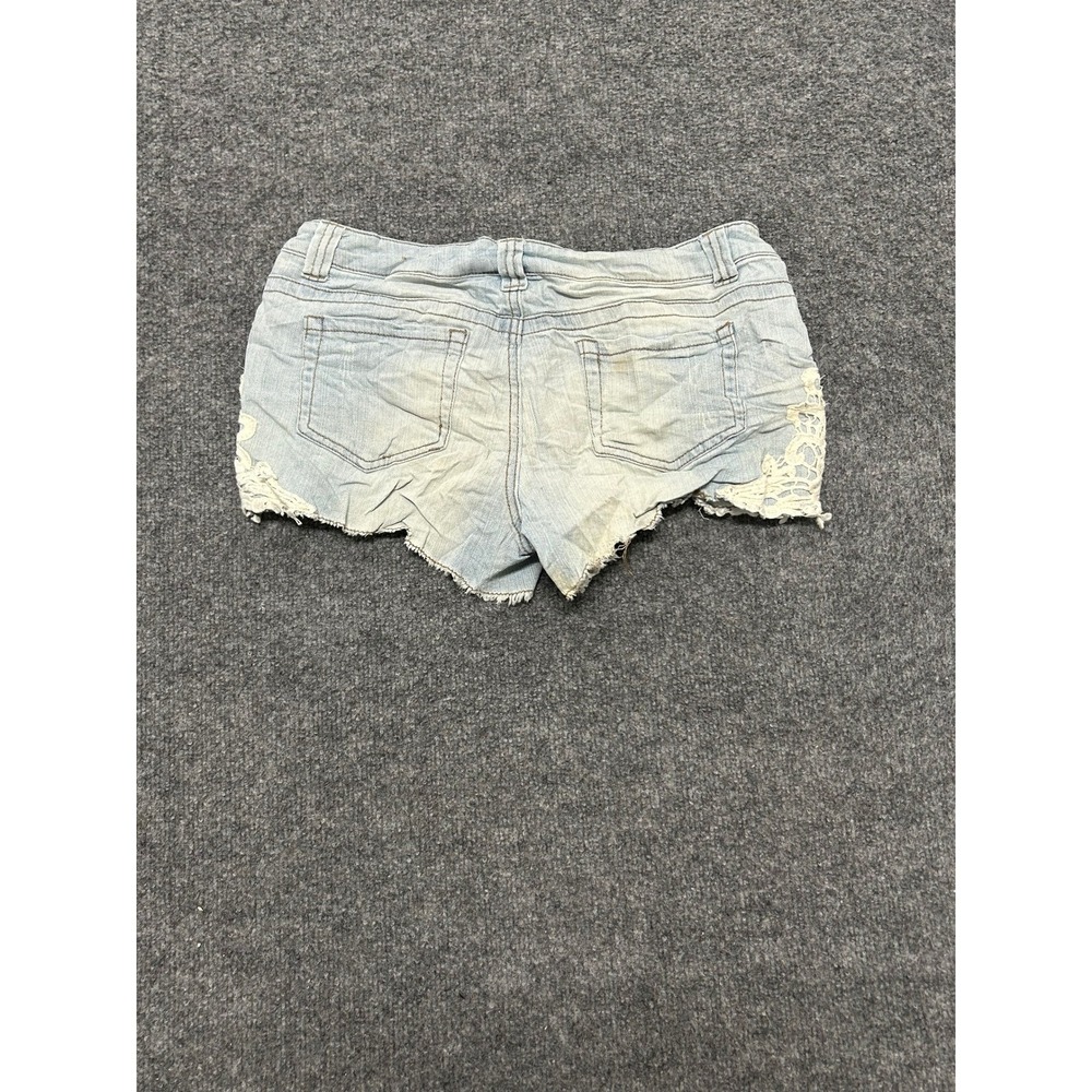 Mossimo Shorts Womens Size 11 Light Wash Denim Lace Trim Distressed Cut Off Fair